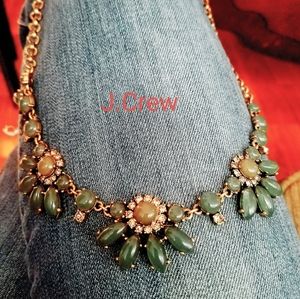 J. Crew Dazzling statement necklace, green/grey